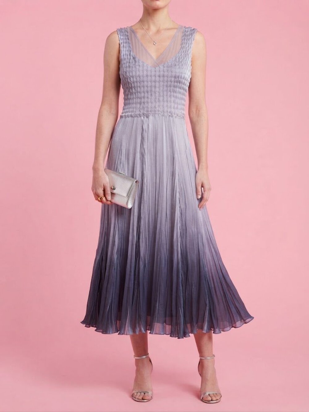 Purple Ombre Pleated Mermaid Fantasy Maxi Dress